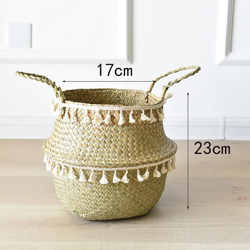 

Плетеная корзина для морских водорослей, складной пасторальный креативный соломенный комнатный органайзер для хранения цветов