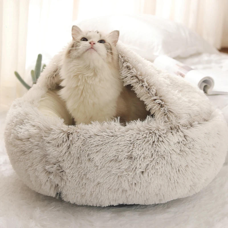 

New cat accessories pet cat bed dog bed plush warm cat house soft plush best pet bed dog cat litter round