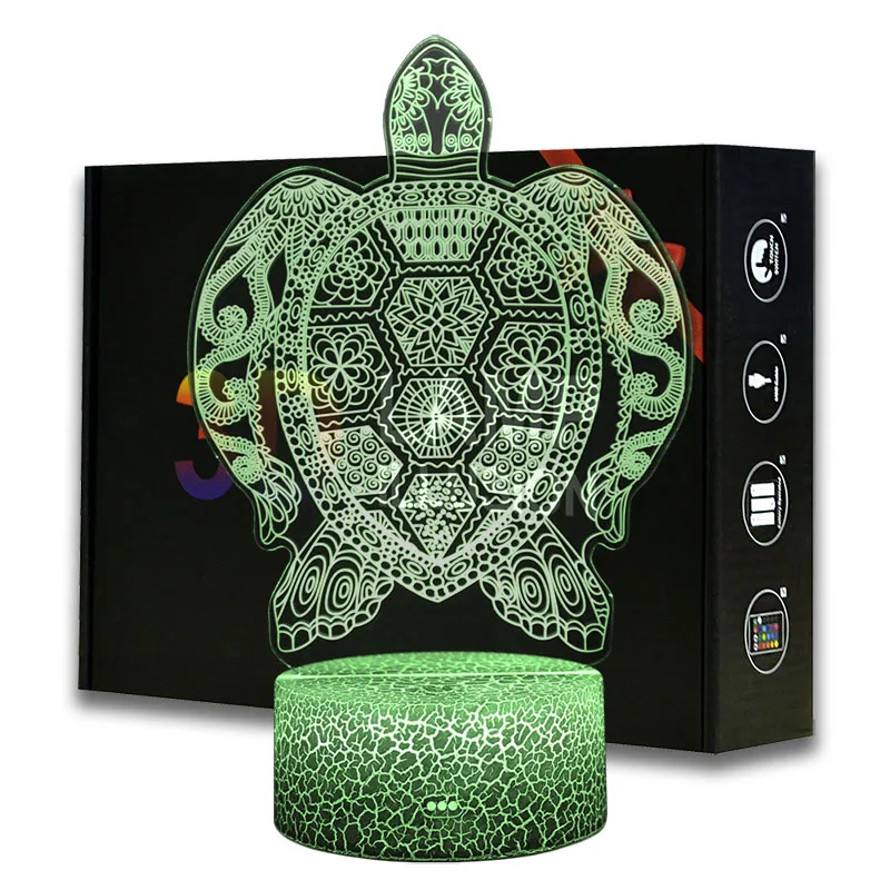

3D illusion Turtle Night Light ABS Base With Acrylic Light Borad colors Changeable Kids Bedroom Bedside Lamp Christmas Gifts