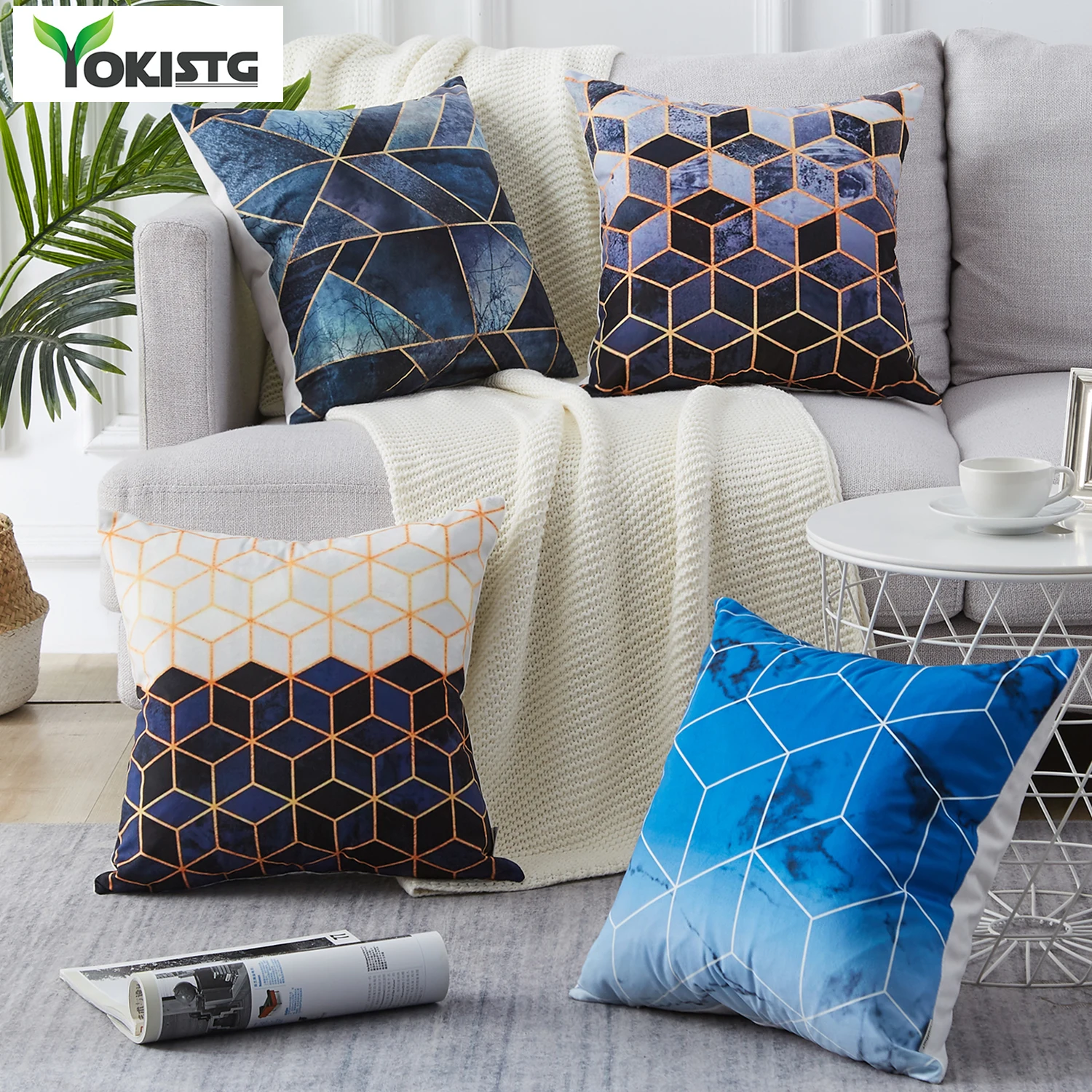 YokiSTG наволочка для подушки с геометрическим принтом ромбическая из полиэстера