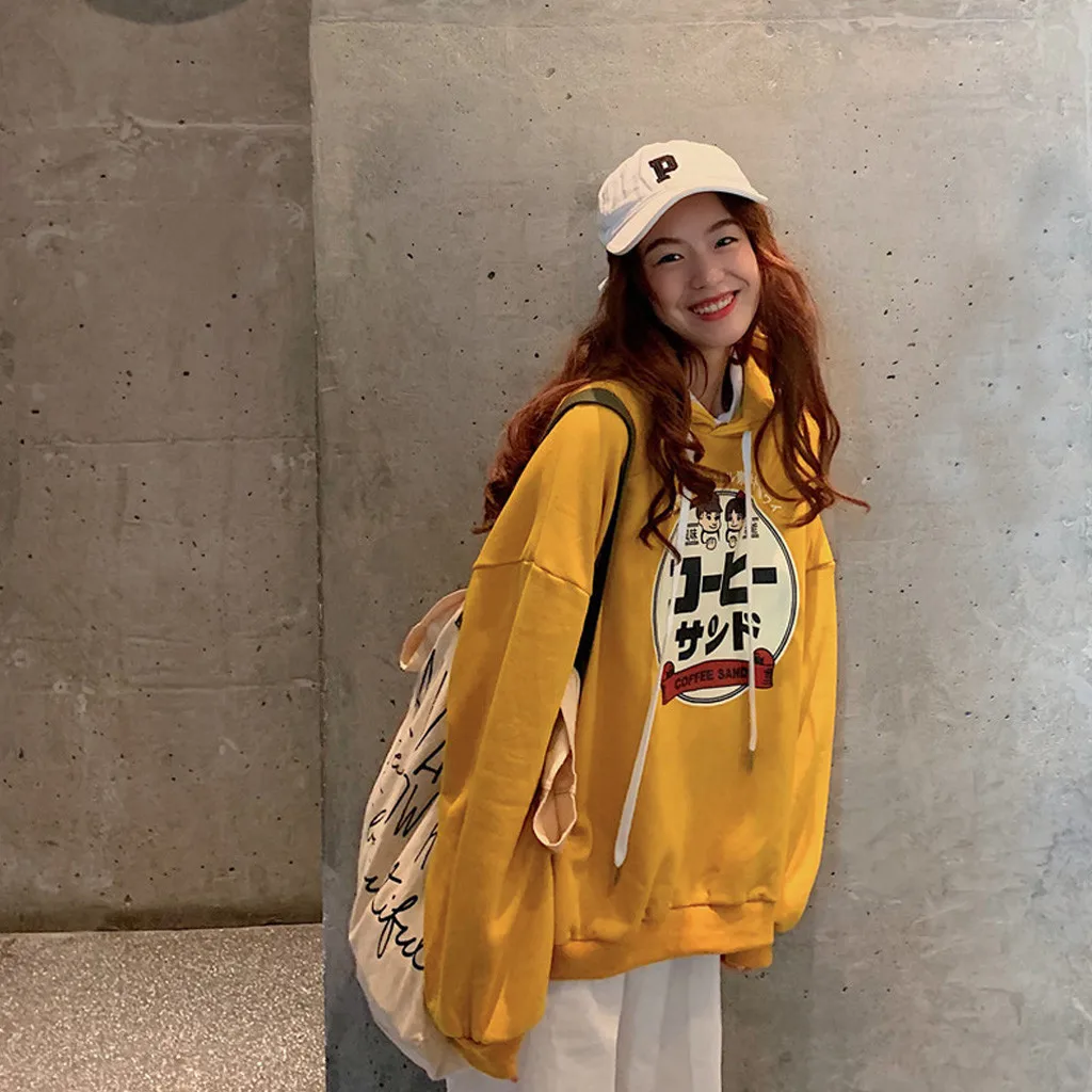 Женская толстовка с принтом Kpop повседневный теплый пуловер длинными рукавами в