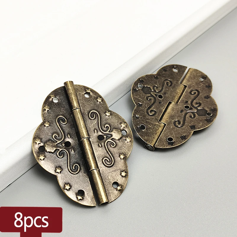 

8pcs Decoration Jewelry Box Hinges Oval Box Accessories Antique Hinge 6-hole Lace Hinge Furniture Connectors Fittings