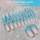 20 шт.компл. матовые накладные ногти с градиентом, накладные ногти с длинным гроб, накладные ногти с полным покрытием, накладные ногти, накладные ногти