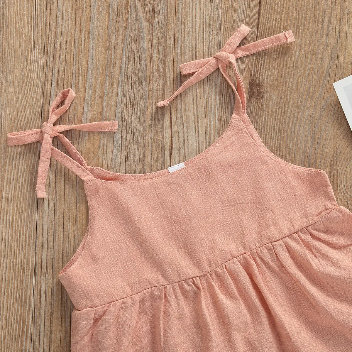 

2020 Summer Newborn Baby Girls Clothing Toddler Ruffle Long Sleeve Solid Color Cotton Linen Sling Rompers 0-12M Infant Jumpsuits