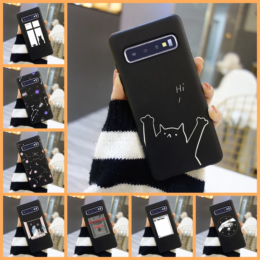 Силиконовый чехол для телефона Samsung Galaxy S10 Plus 5G 10E Star Cat Space Dollar Черная задняя крышка