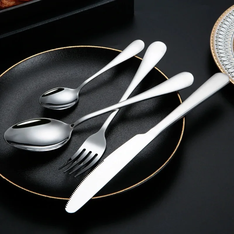 24pcs Gold Dinnerware Set Cutlery Set  Knife Fork Stainless Steel Dinner Sets Gift Box Gold Spoon and Fork Food Grade Tableware enlarge