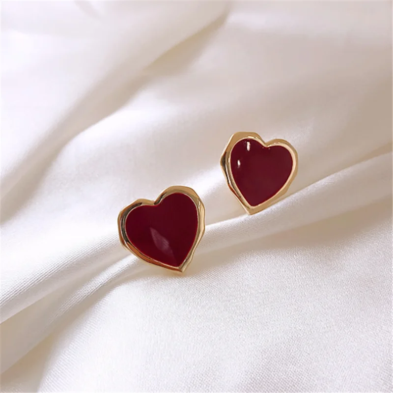 

Fashion Simple Romantic Red Love Earrings Sweet Heart Earrings Women's Holiday Gifts Jewelry Wholesale