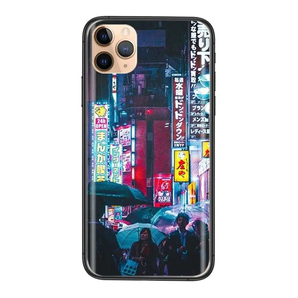 Япония Эстетическая для iPhone 11 12 Pro Mini Max Plus X XS XR 8 7 6S SE 5 5C 5S 2020 Черная задняя крышка |