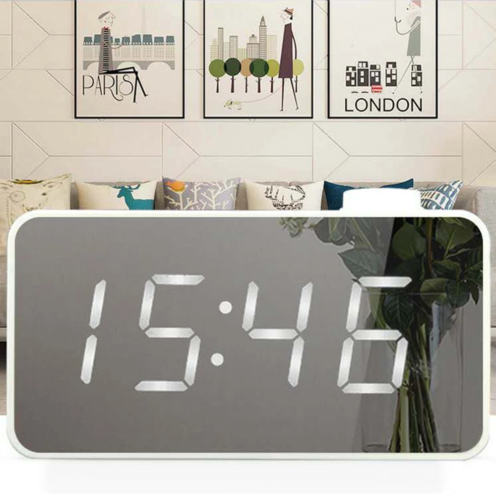 USB/Batterys настольные часы цифровые зеркальный будильник 3 раза отображает Luminance