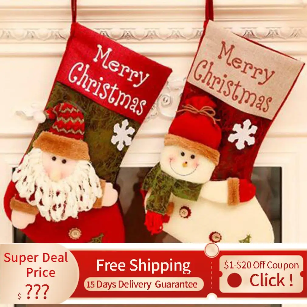 

Рождественский подарок, мешок для конфет, рождественские украшения для дома, рождественские носки, украшения для рождественской елки, нови...