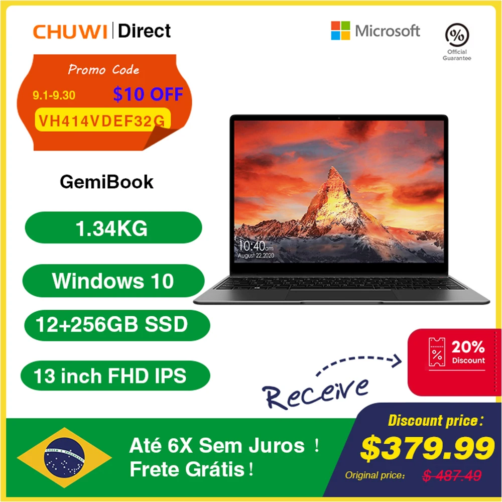 Review CHUWI GemiBook 13 inch Laptop 12GB RAM 256GB SSD Intel GemiLake J4115 Dual-band Wi-Fi Computer 2160×1440 Windows 10 Notebook