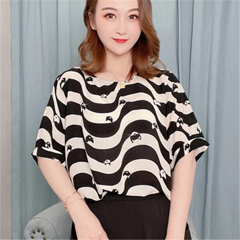 Short-sleeved T- Shirt Women Loose Large Size Women 's Clothing Cover Belly Slimming Bottoming Shirt Clothing 2021 Summer New
