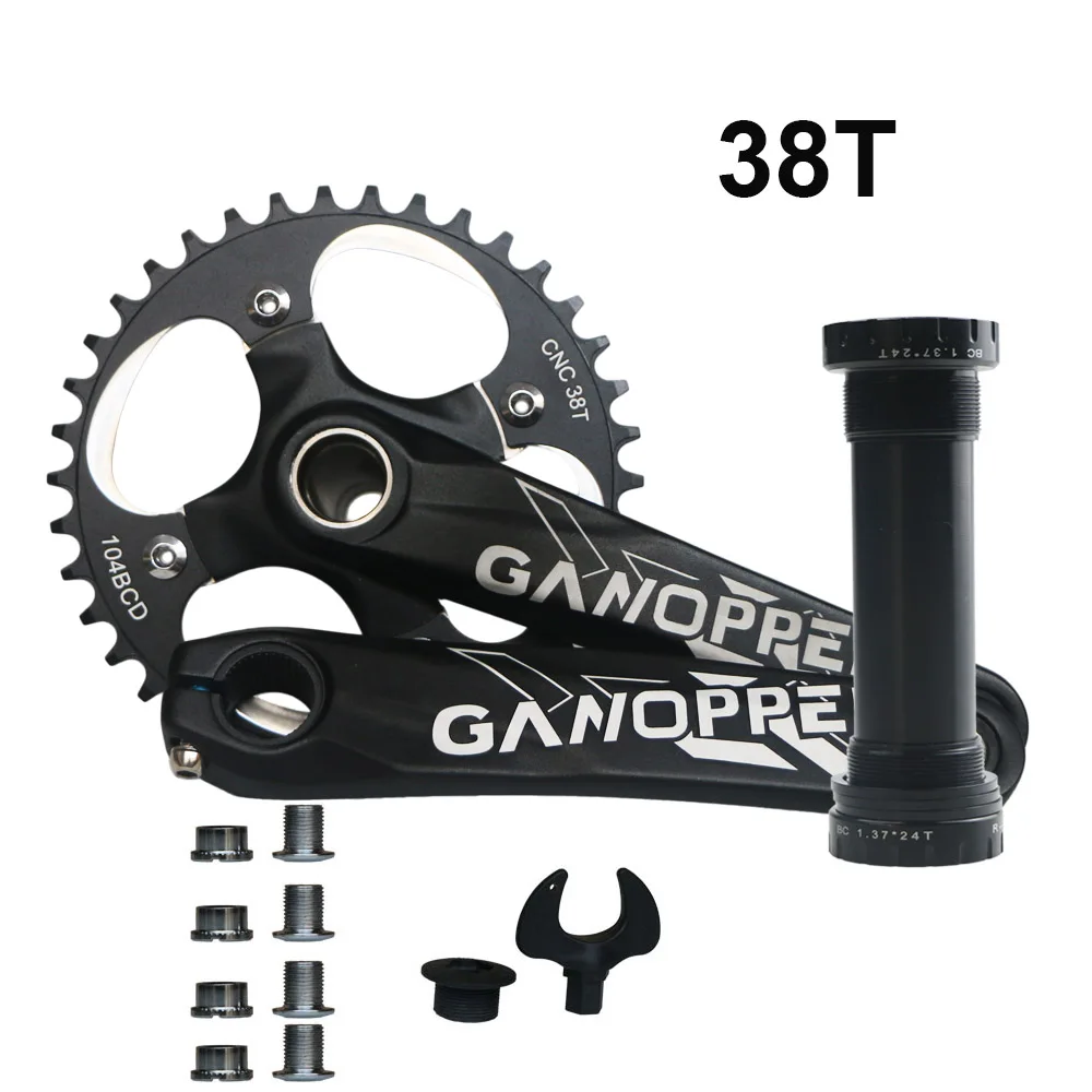 38T CNC crankset 104BCD алюминиевый сплав дорожный велосипед Floding велосипед Кривошип горного велосипеда набор 175 Кривошип 120 мм BB цепь колеса 9S 10S 11S Fatbike шатуны - Цвет: 38T CNC crankset