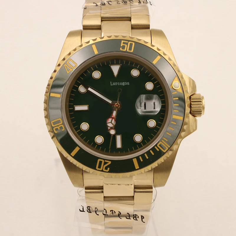 Повседневная 40 мм сапфировое стекло Халк Зеленый юбилей керамический ободок