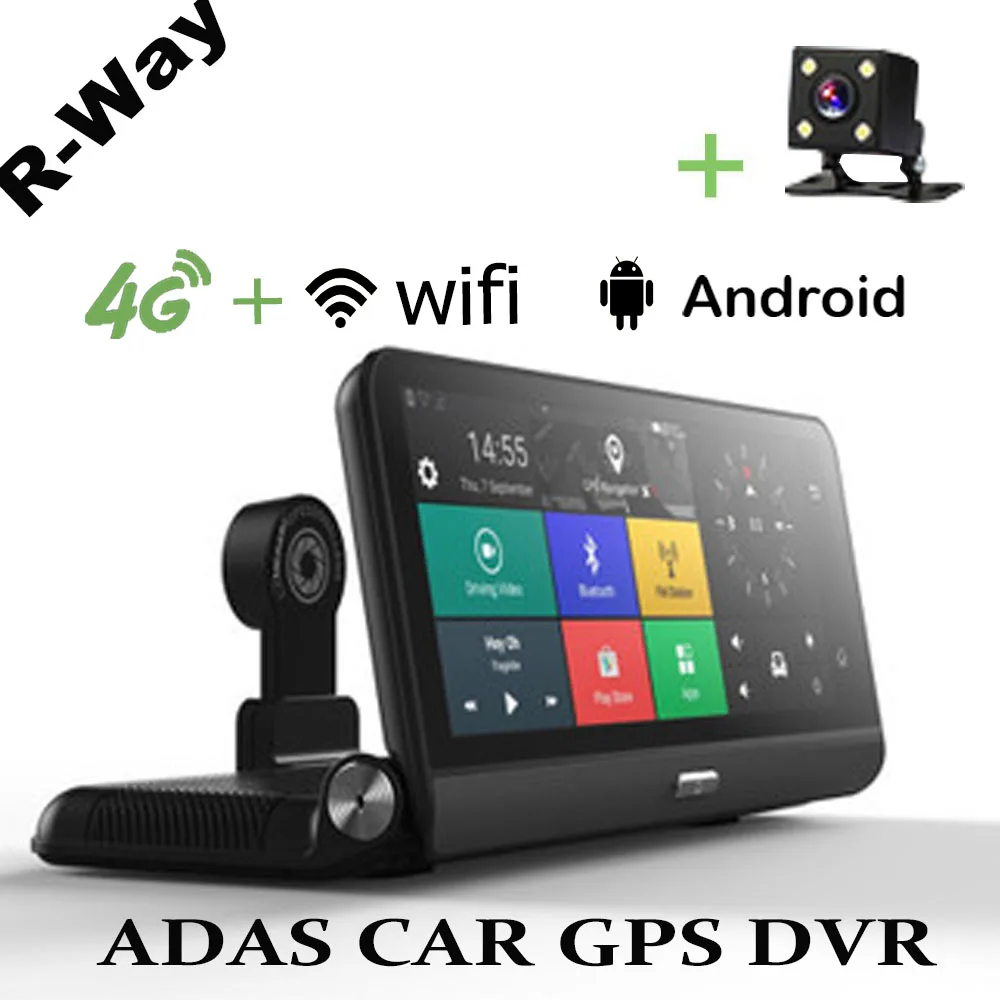 R Way Android 3g/4G Full HD 1080P 8 &quotсенсорный ips Автомобильный видеорегистратор с gps