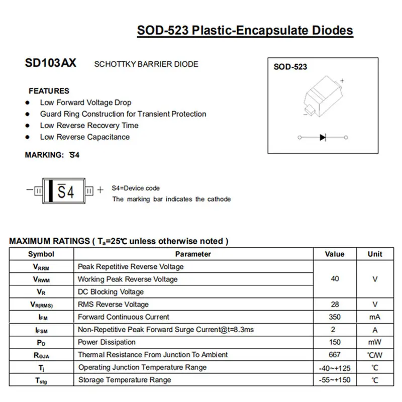 100Pcs SMD Schottky Barrier Diode RB520S-30 B 1N4148WT T4 B5819WT S4 USCD024H RB521S-30 1N5819WT 40V 2A SOD-523 | Электронные