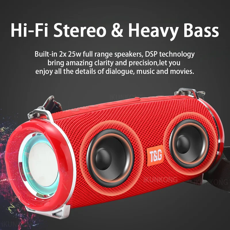 50w portable bluetooth speaker high power wireless bass subwoofer waterproof outdoor support aux usb speakers stereo loudspeaker free global shipping