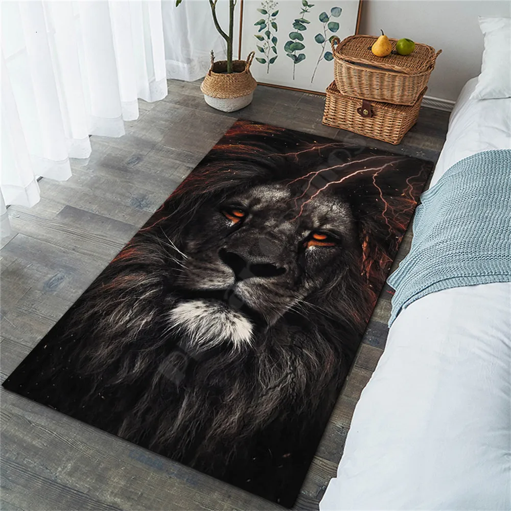 

Коврик с изображением Льва, нескользящий коврик с 3D рисунком, мягкий ковер для столовой, гостиной, спальни 05