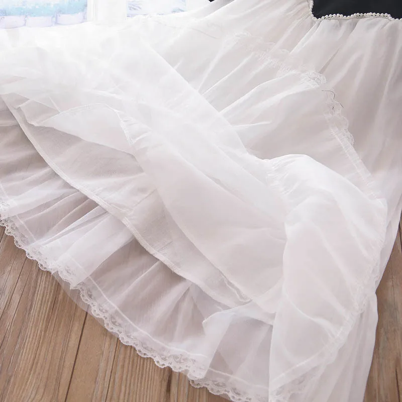 Летняя детская одежда с жемчугом и низким вырезом на спине платье принцессы