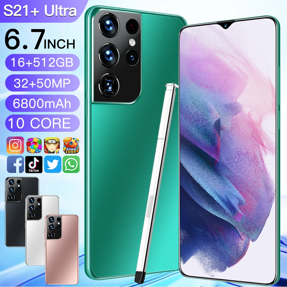 

Samsvng S21+Ultra Global Version Smartphone Full Screen 6.7 Inch 10 Core 16+512G Android 11.0 Mobilephone 5G Face ID Cellphone