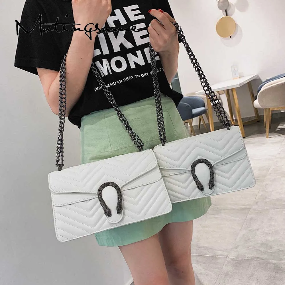 

Women Messenger Bag Luxury Designer Bags PU Leather Handbags and Purses Chic Female Chains Shoulder Handbag Black 2021 New
