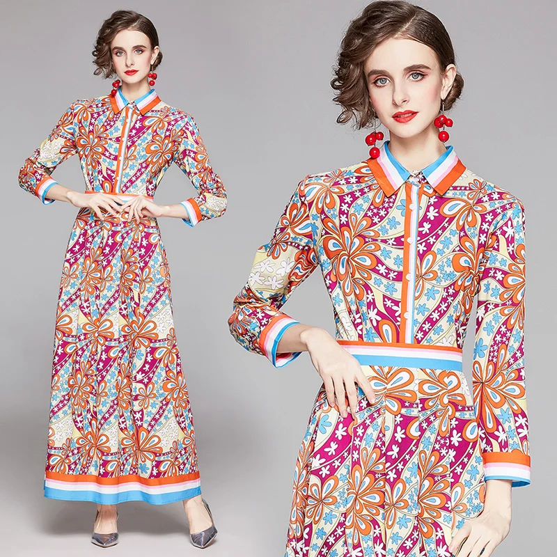 

Платье с цветочным рисунком оранжевого цвета с принтом женские макси-платье туника Тонкий вечерние платье Vestido Feminino Бандажное платье элега...