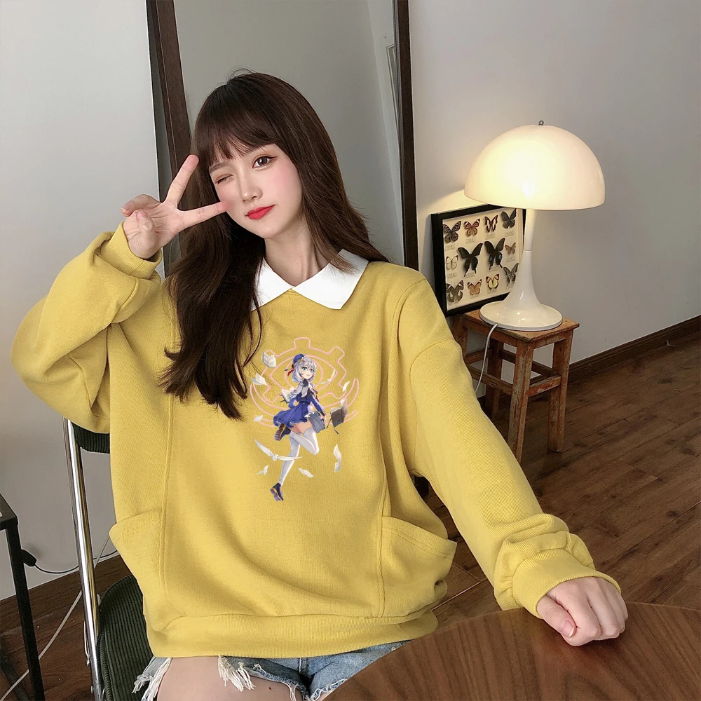 Anime Girl Sweatshirt Oversize Harajuku Cotton Hoodie Spring Autumn Women Kawaii Sweetshirt for Girls Ulzzang Hoodie with Pocket