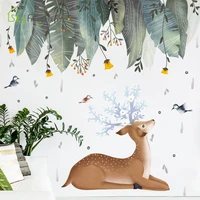nordic wall stickers deer leaves small fresh sticker home decor living room bedroom decor self adhesive stickers room decoration