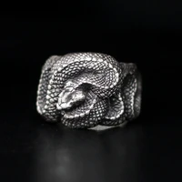 vintage silver plated snake ring personality punk style animal viper biker open ring for men women finger ring hip hop jewelry