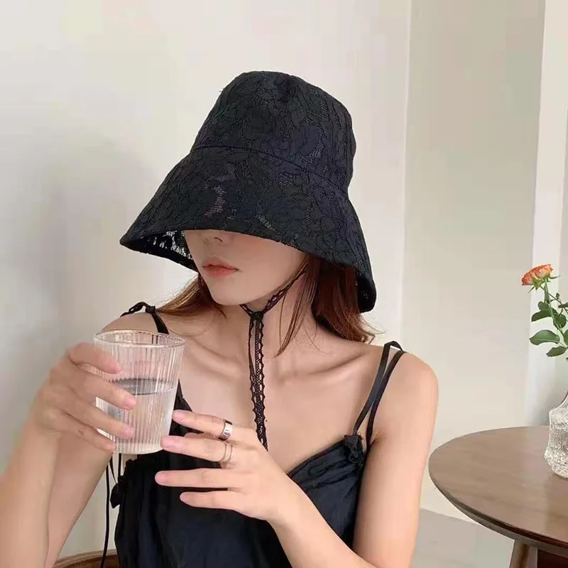 Для женщин ведро шляпа летние цветочные кружева пляжная для отдыха