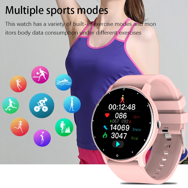 lige 2021 new smart watch men and women full touch fitness tracker blood pressure sleep monitoring smart clock ladies smartwatch free global shipping