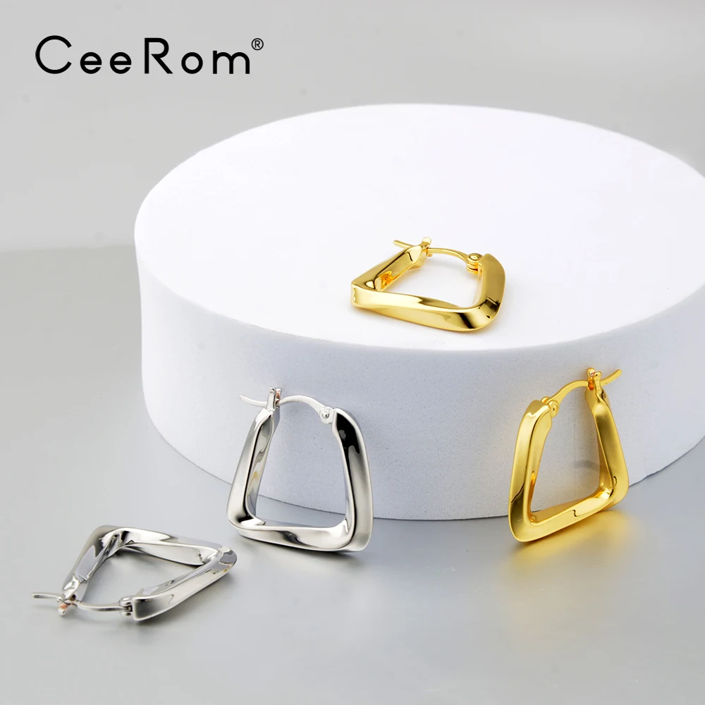 

CeeRom Punk Twisted Square Hoop Earrings Gold Color Irregular Geometic Earrings For Women Fashion Jewelry Boucle Oreille Femme