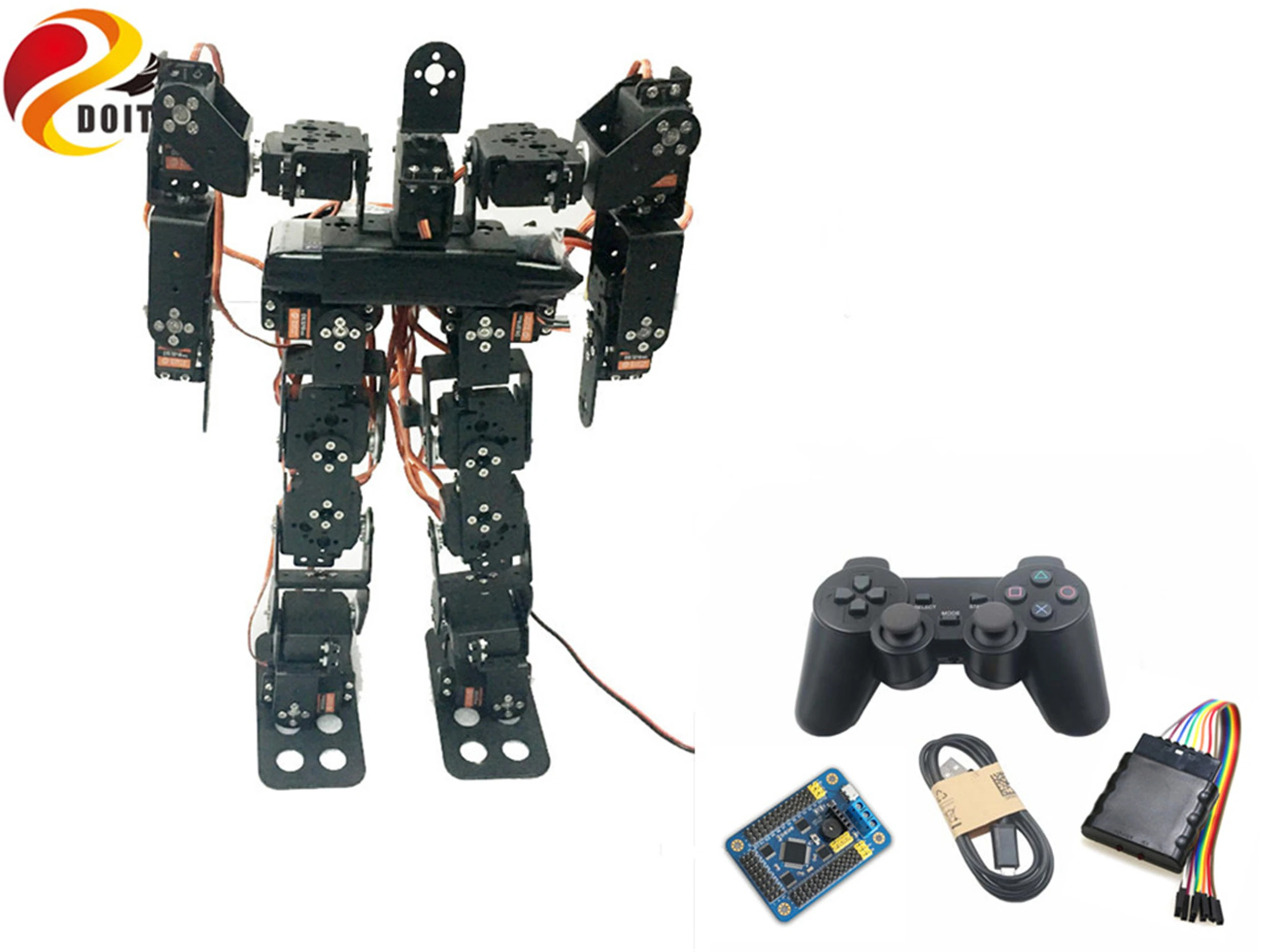 PS2 ручка Управление 17DOF двуногий робот гуманоид RC металла робота с 17 шт. Servo 32