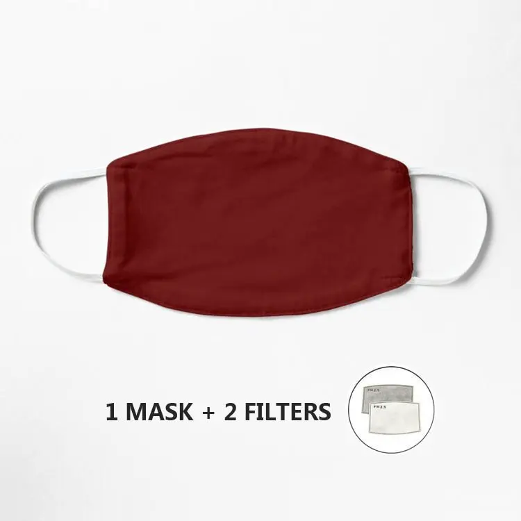 

Burgundy Red Solid Color Decor Mask Streetwear Reusable Mascarilla