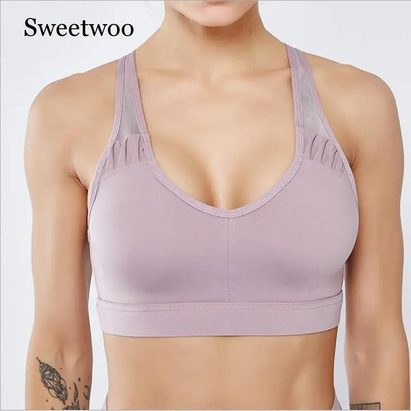2019 Woman Sports Bra Yoga Exercise Clothing Female Breathable Quick-dry Shock-proof Vest-type Sports Underwear Gym Running Tops