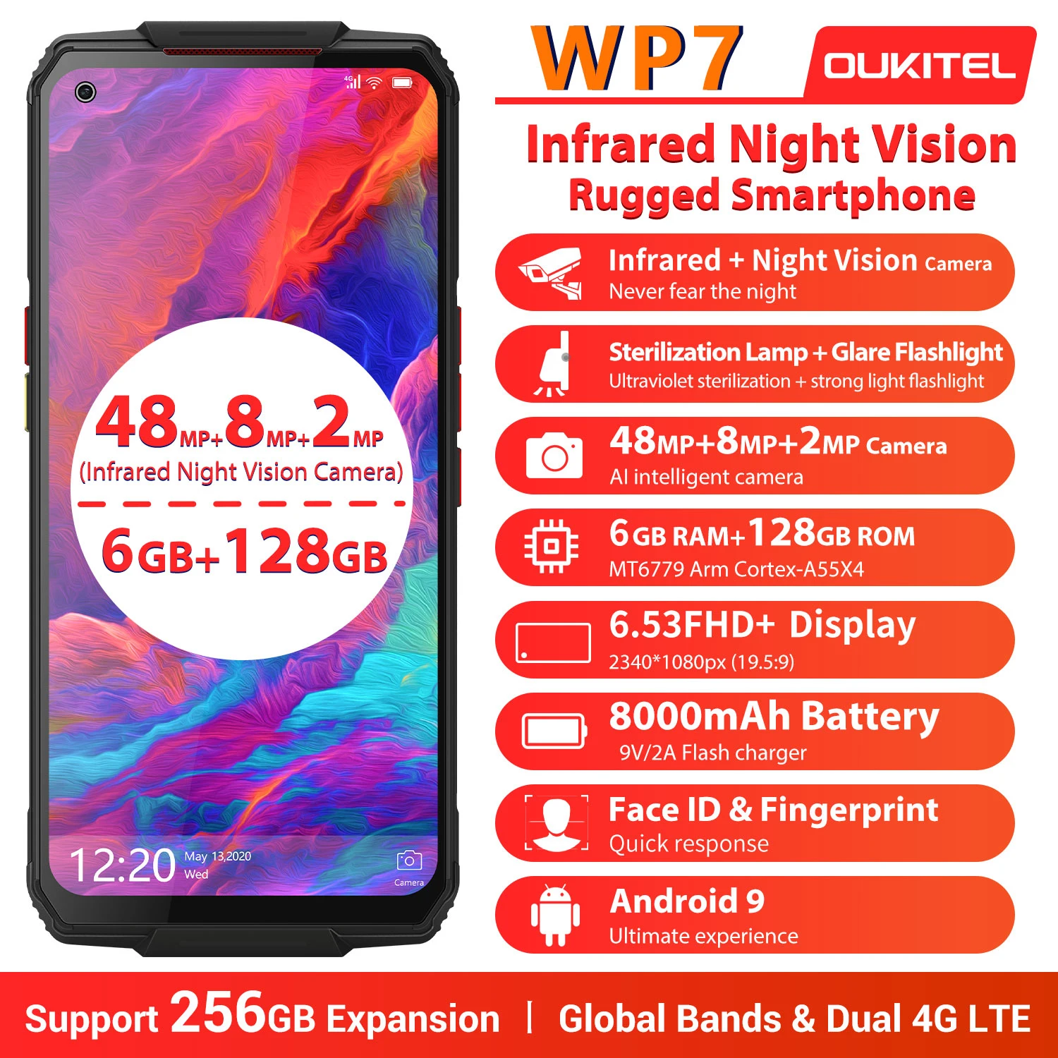 Смартфон OUKITEL WP7 8000 мА ч 6 53 дюйма + 128 ГБ 48 МП|Смартфоны| |