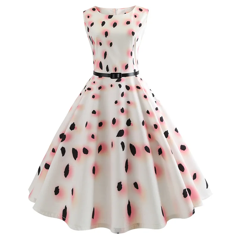 Женское платье в винтажном стиле розового и черного цвета с острым носком весна