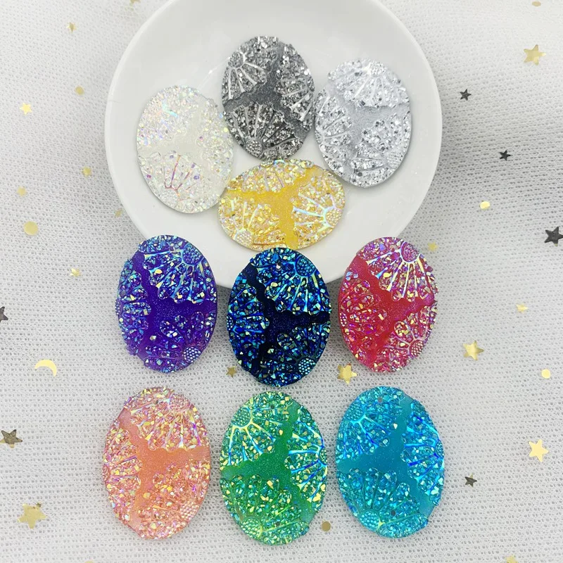 

16Pcs 30*40mm Oval Crystal AB Resin Rhinestones Stones applique Non Hotfix for DIY Garment Crafts 2 holes Wedding decoration