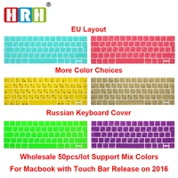 hrh hot sale 50pcs eu russian silicone keyboard cover skin for mac pro 13 a1706 a2159 pro 15 a1707 touch bar release2018 2019
