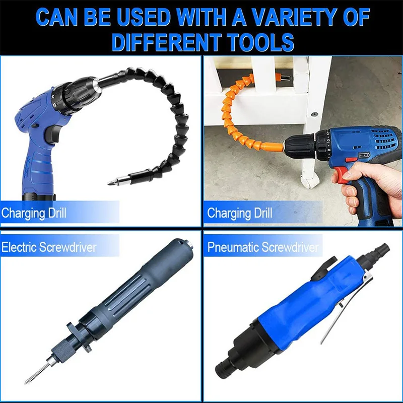 

5 Pack Flexible Drill Bit Extension Screwdriver Soft Shafts 11.6Inch, Flexible Screwdriver Extension Bits for Drill