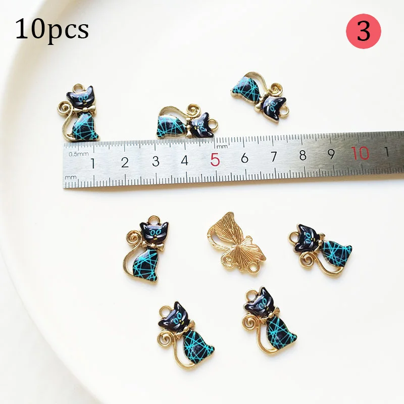 

10Pcs Cat Enamel Charms Pendant Necklace Jewelry Making Findings DIY Craft Christmas Gift Pendants