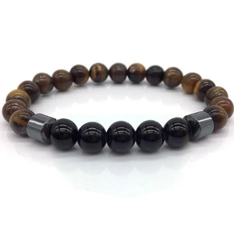 New Bracelets Lava Stone Obsidian Magnetic Hematite Beads Vert Magnit Karma Bizuteria Wrist Band Men Women Budha Creative Gift | Украшения