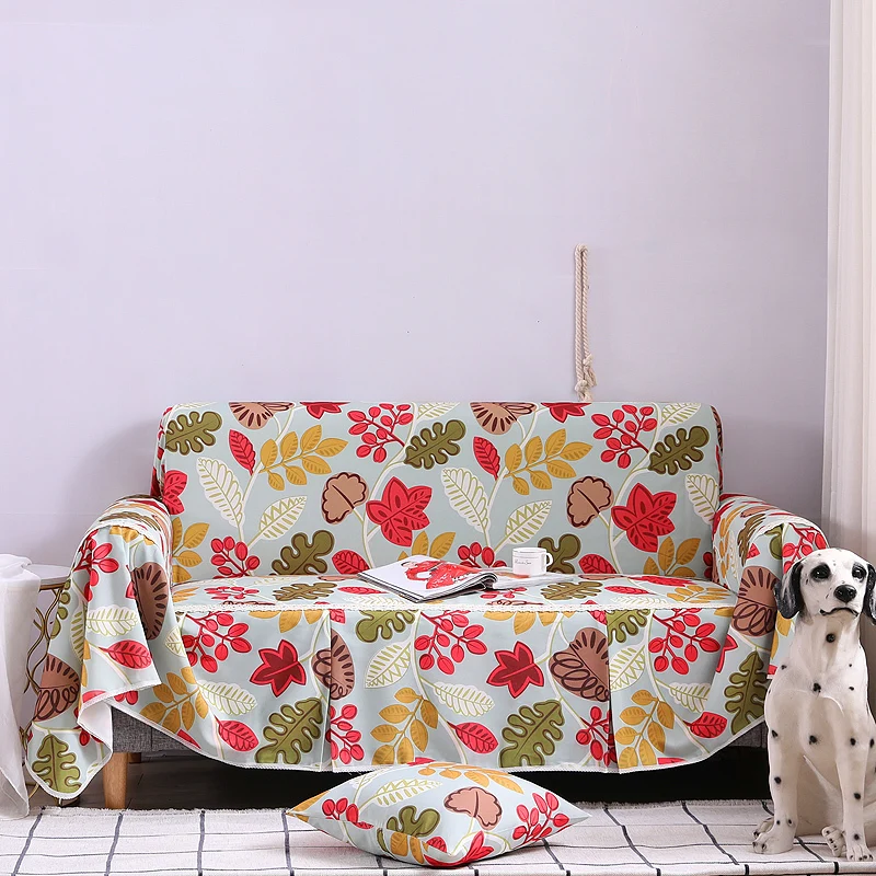 

1/2/3/4seater Funda Sofa Towel Chaise Cover Lace Sofa Cover Polyester Couch Slipcover Armchair Covers for Chirsmas Living Room