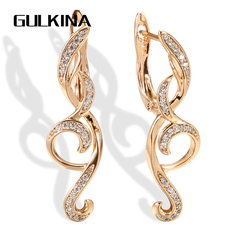 

Gulkina Fine Earing Fashion Jewelry 2021 Long Tassel Dangle Earrings 585 Rose Gold Natural Zircon Women Wedding Earrings Jewelry