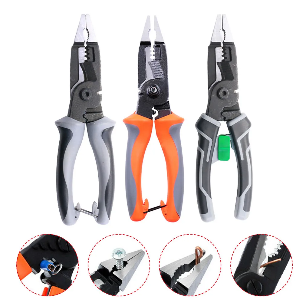 

Electrician Pliers Wire Stripper Cable Cutting 6 In 1 8\" Electrician Plier Burr Repair Stripping 10 12 14AWG