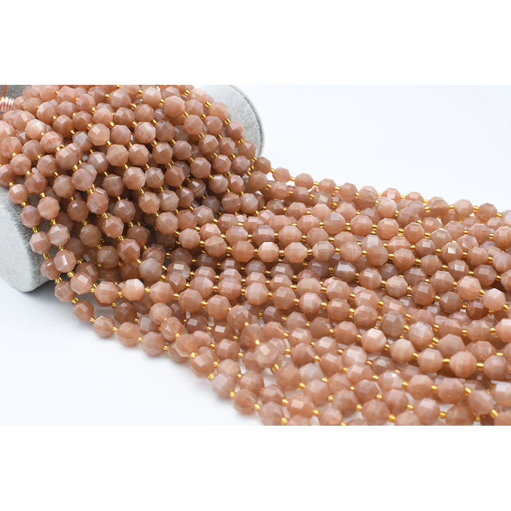 

8mm AA Natural Faceted Orange moonlight energy column faceted For DIY necklace bracelet jewelry making 15 "free delivery