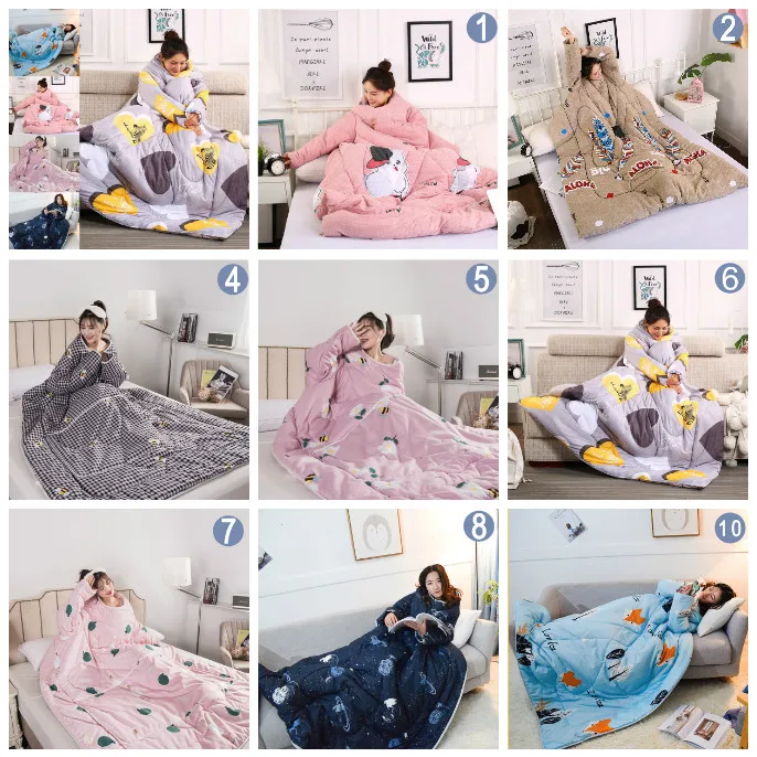 

Lazy Quilt with Sleeves Warm Thicken Blanket Multifunction Soft for Home Winter Nap Warm Supplies TP-Hot