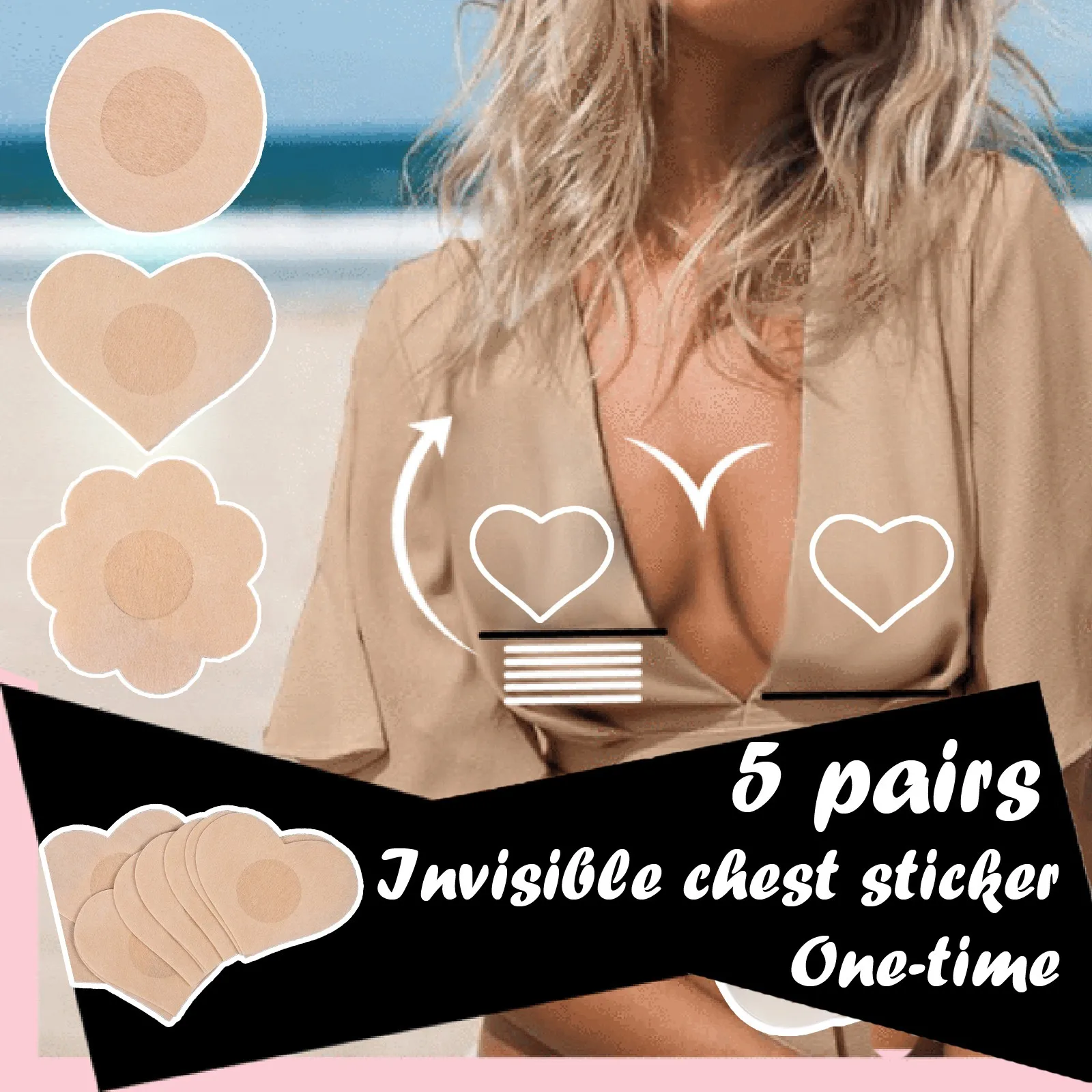 

5 Pair Women Invisible Breast Nipple Cover Invisible Summer Breast Lifting One-time Chest Stickers Bra Nipple Covers Accessories