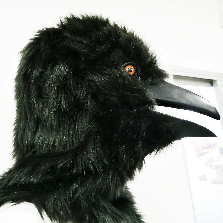 【HuiTai 】 Halloween Masquerade and Party Horrible Adult Full Face Crow Moving mouth Animal Mask Realistic Head | Дом и сад