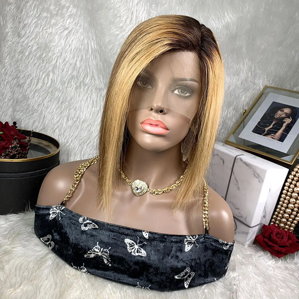 

T-Lace Wig Higtlight Omber Human Hair 13X1X4 Lace Frontal Wig Bob TOOCCI Lace Front Wig Natural Whosale For African Black Women